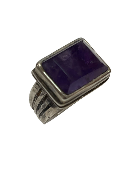 Pat Areias Sterling Silver Faceted Amethyst Ring R59ST