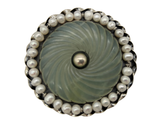 Pat Areias Sterling Silver Stone Belt Buckle M394