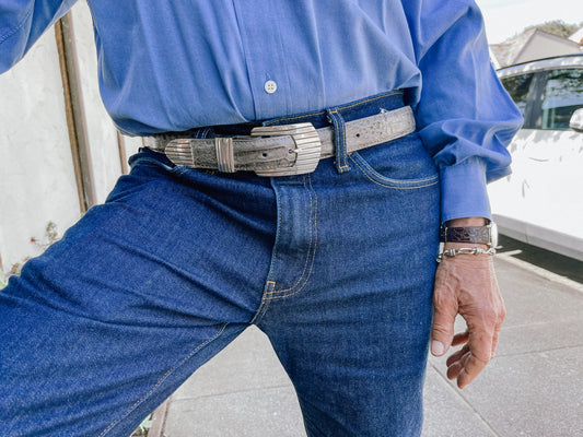 Grey Caiman Belt Strap