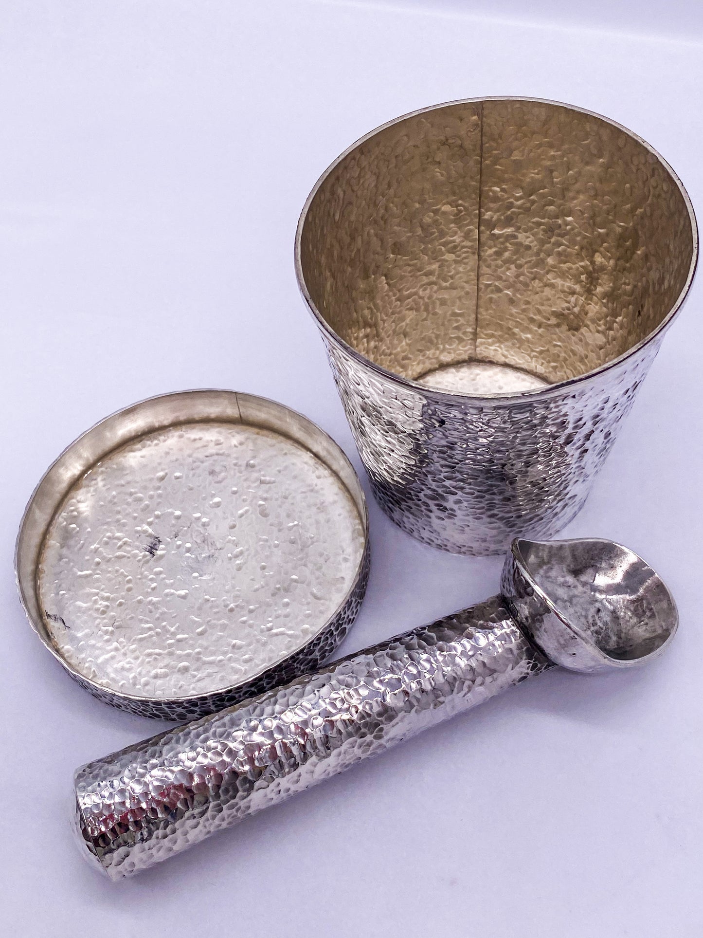 Pat Areias Hammered Sterling Silver Ice Cream Pint and Scoop