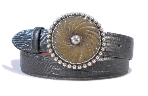 Pat Areias Sterling Silver Stone Belt Buckle M394