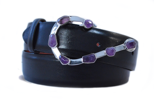 Pat Areias Sterling Silver Amethyst Belt Buckle M565