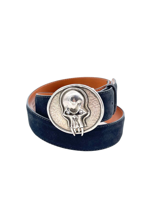 Pat Areias Sterling Silver Oval Skull Belt Buckle M643