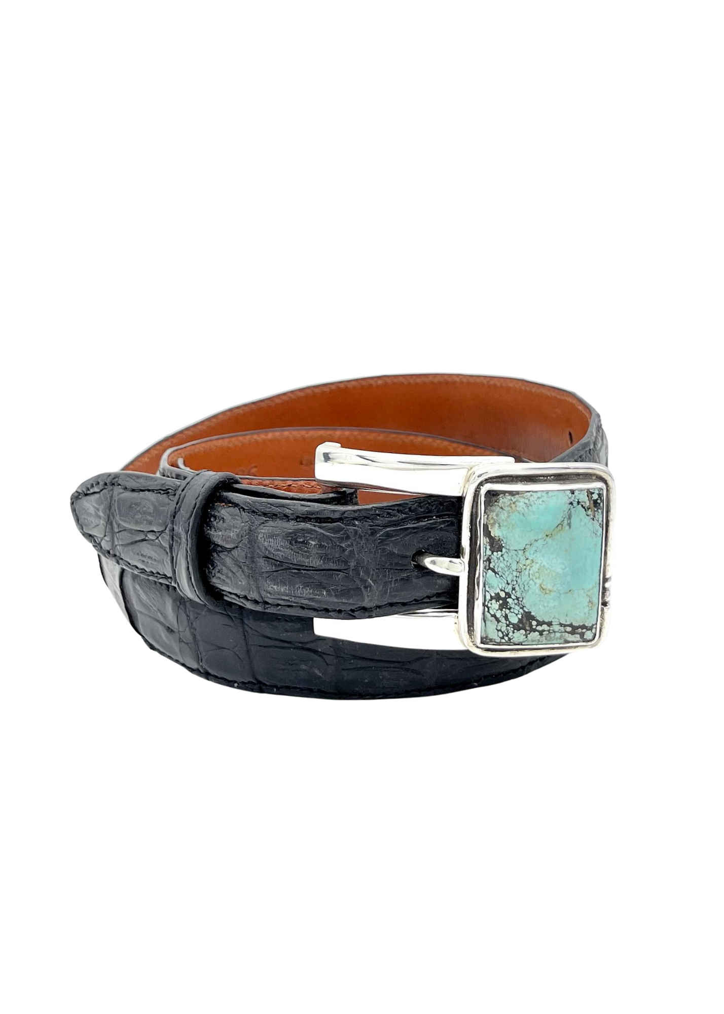 Pat Areias Sterling Silver Turquoise Belt Buckle M329