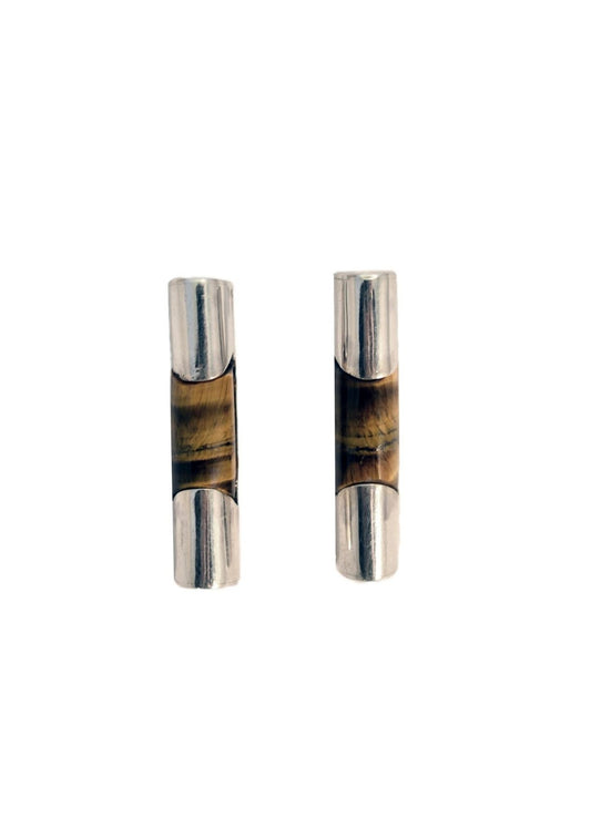 Pat Areias Sterling Silver Cylinder Earrings E1052