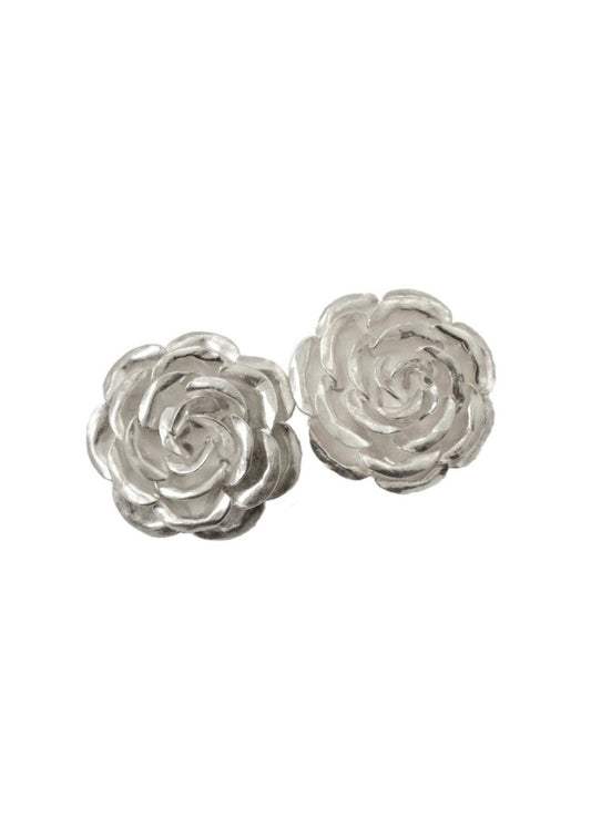 Pat Areias Sterling Silver Rose Earrings E948