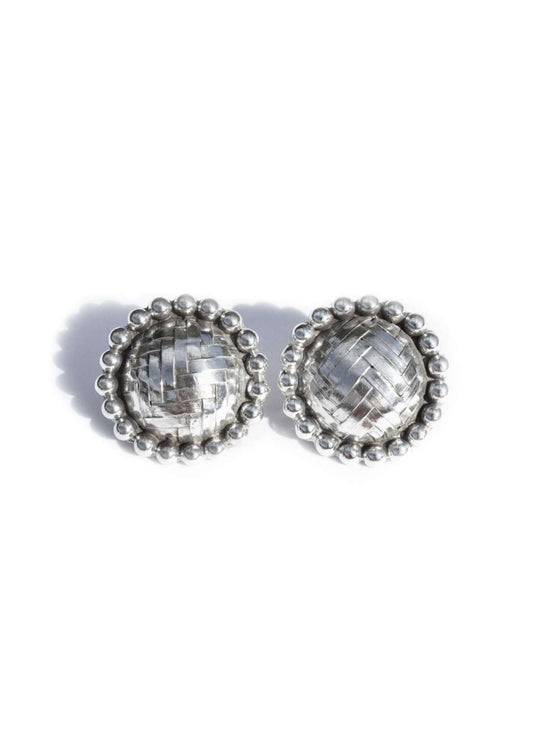 Pat Areias Sterling Silver Woven Dome Earrings E178