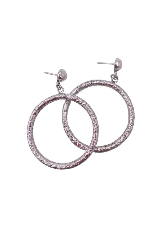 Pat Areias Sterling Silver Hammered Hoop Earrings E102