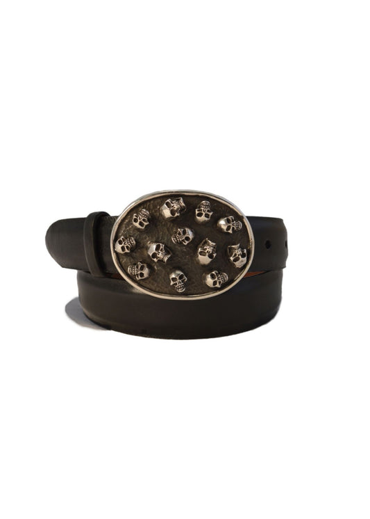 Pat Areias Sterling Silver Multiple Skull Belt Buckle M669