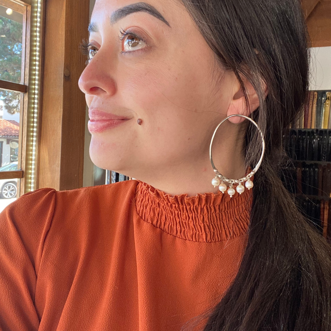 Pat Areias Sterling Silver Hoop Earrings E88