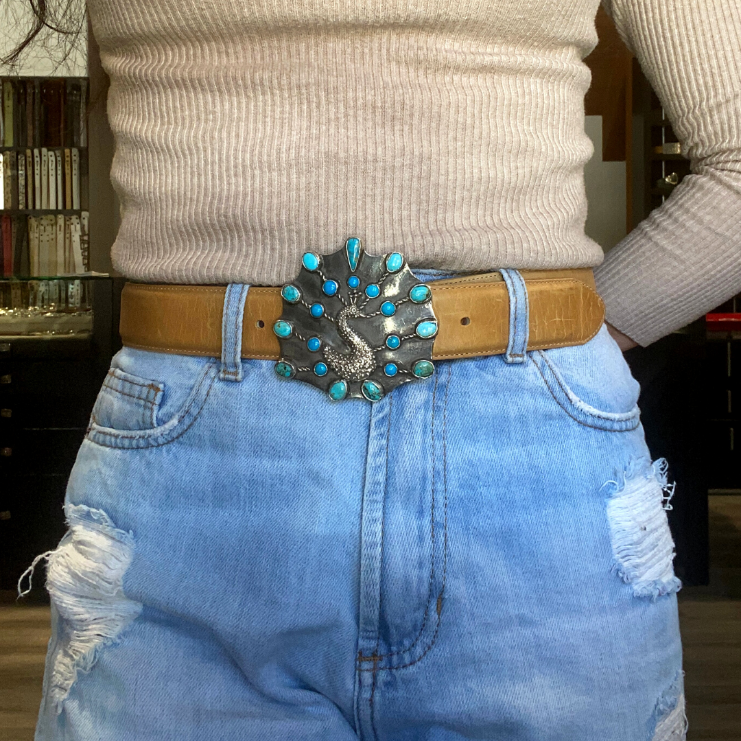 Pat Areias Sterling Silver Peacock Buckle M617