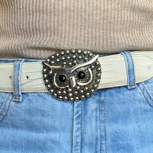 Pat Areias Sterling Silver Owl Belt Buckle M627