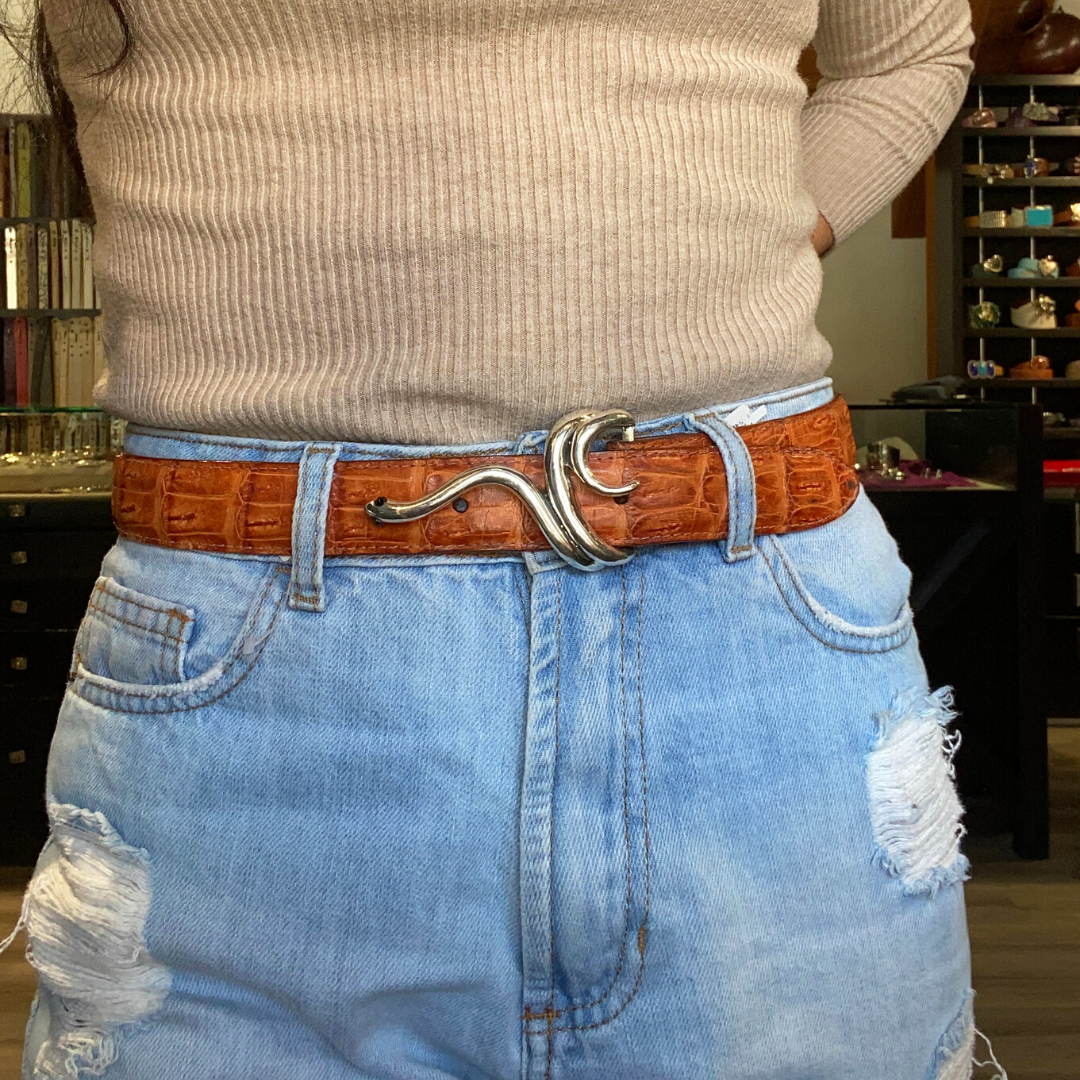 Pat Areias Sterling Silver Snake Belt Buckle M5392