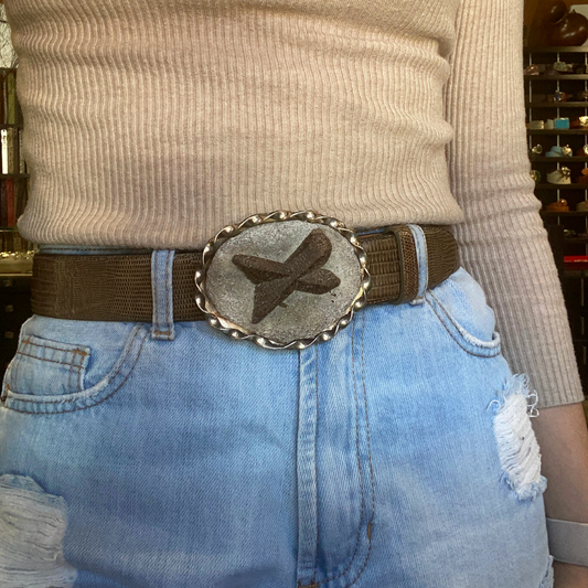 Taupe Lizard Belt Strap