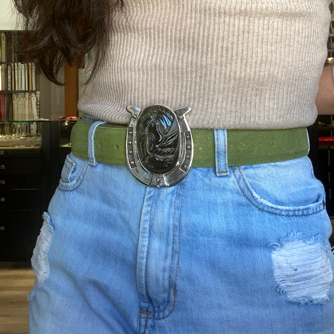 Olive Suede Belt Strap