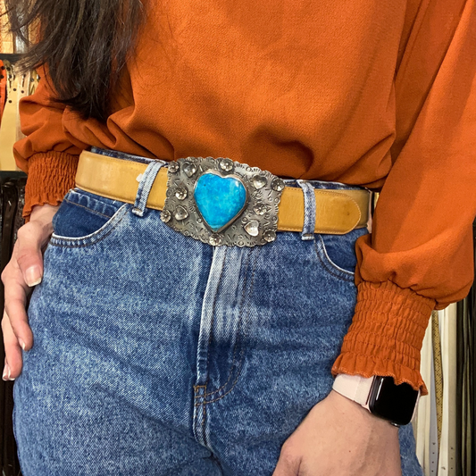 Pat Areias Sterling Silver Turquoise Heart Buckle M802