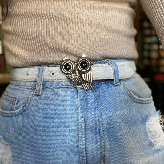 Pat Arieas Sterling Silver Owl Buckle with Onyx Eys M3911