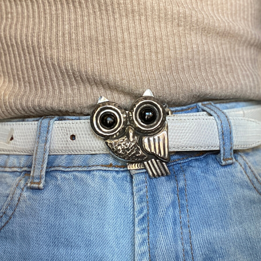 Pat Arieas Sterling Silver Big Eyes Owl Buckle M3911