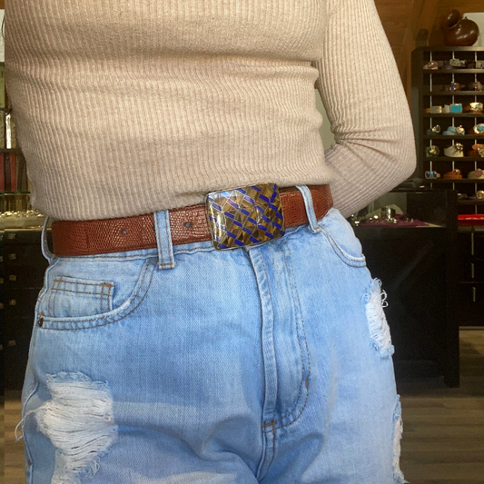 Cognac Lizard Belt Strap