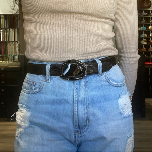 Pat Areias Sterling Silver Druzy Quartz Belt Buckle M381