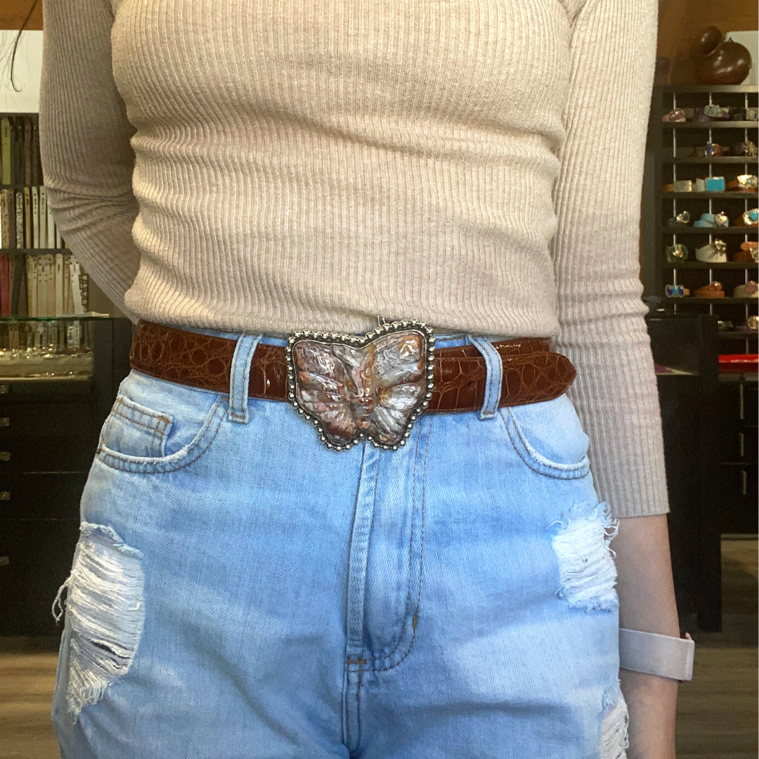 Cognac Alligator Glossy Belt Strap
