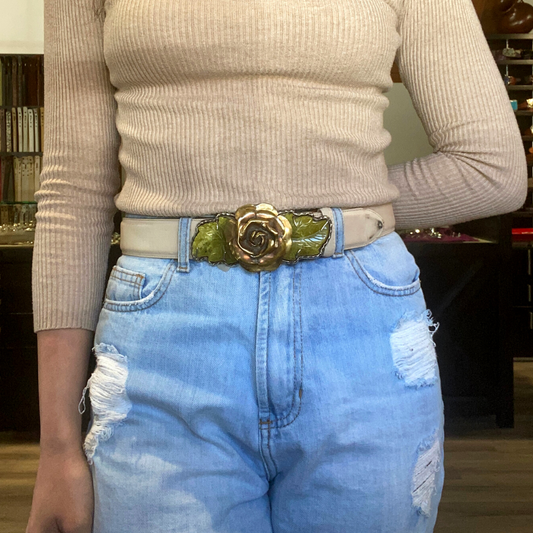 Pat Areias Sterling Silver Flower Belt Buckle M479