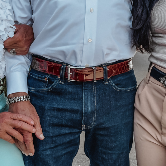 Burgundy Alligator Glossy Belt Strap