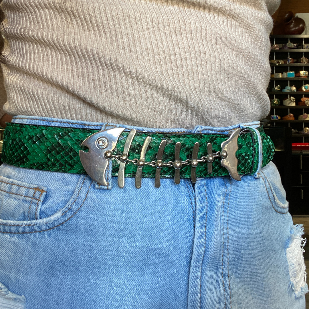 Pat Areias Sterling Silver Fish Bone Belt Buckle M639