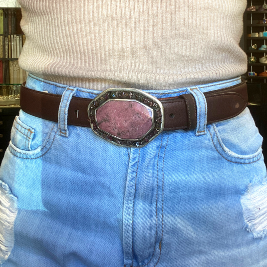 Pat Areias Sterling Silver Stone Belt Buckle M3812