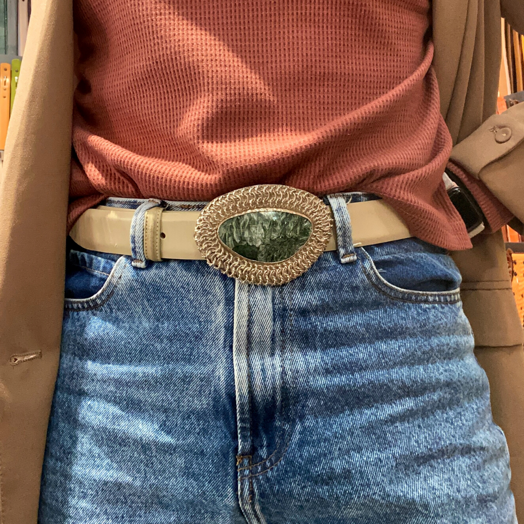 Pat Areias Sterling Silver Agate Belt Buckle M743