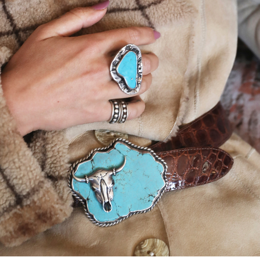 Pat Areias Turquoise Freeform Bezel Set Ring R52