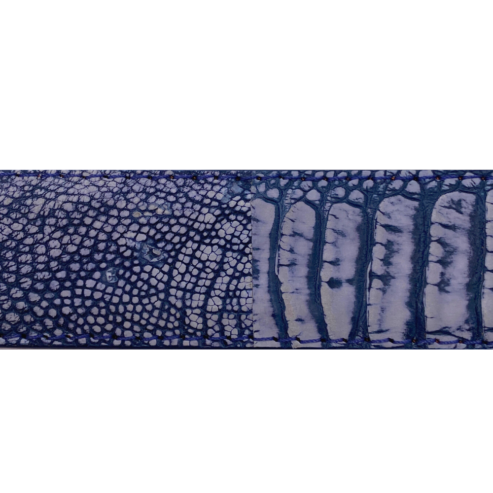 Blue Suede Ostrich Leg Belt Strap