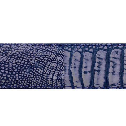 Blue Suede Ostrich Leg Belt Strap