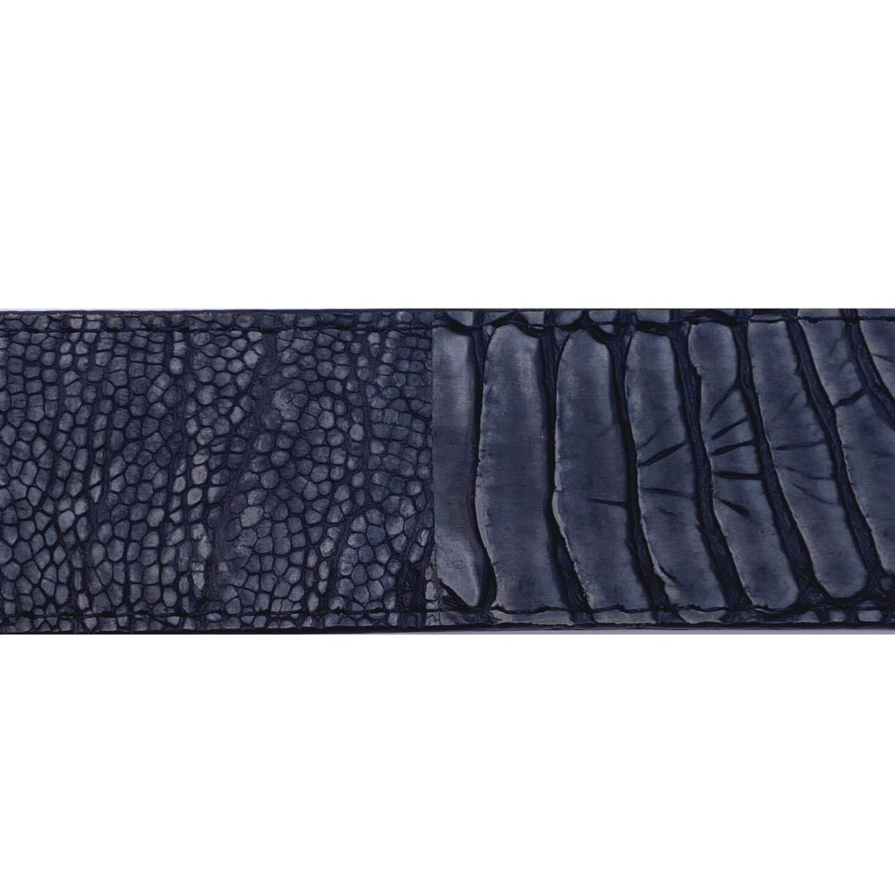 Black Suede Ostrich Leg Belt Strap