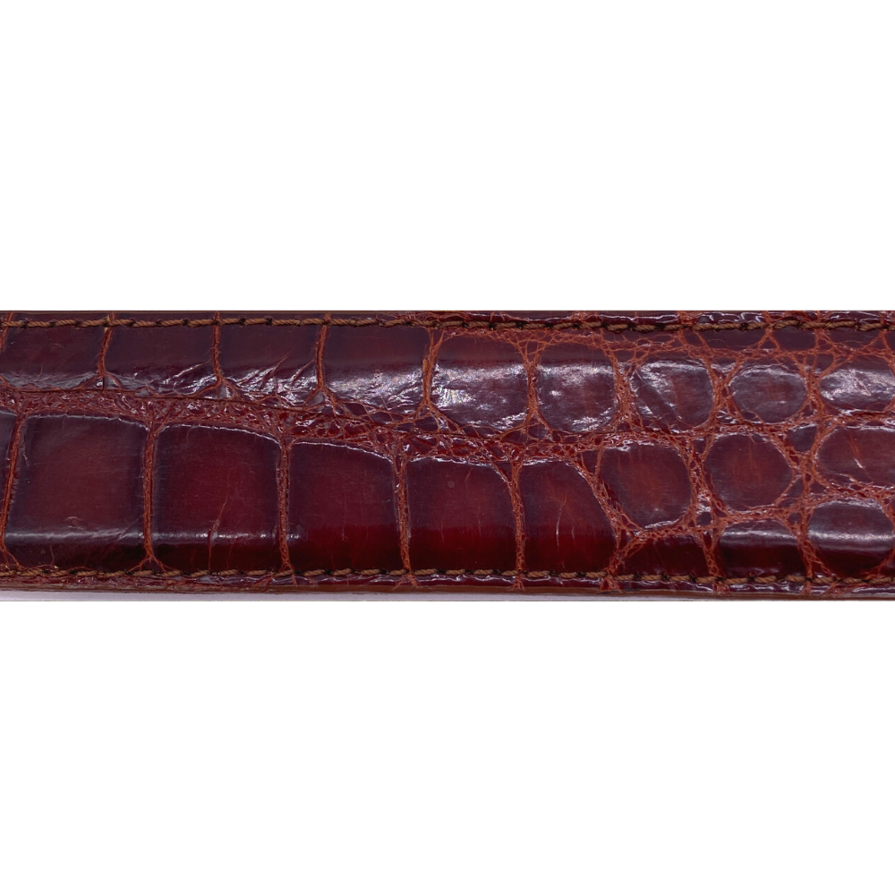 Burgundy Alligator Glossy Belt Strap – Pat Areias Sterling display picture 1