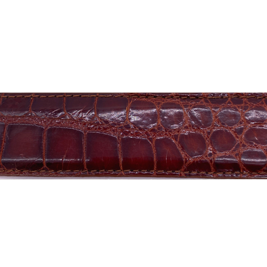 Burgundy Alligator Glossy Belt Strap
