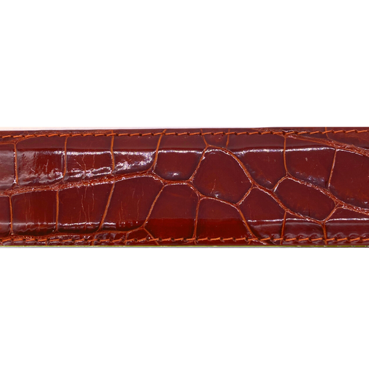 Cognac Alligator Glossy Belt Strap