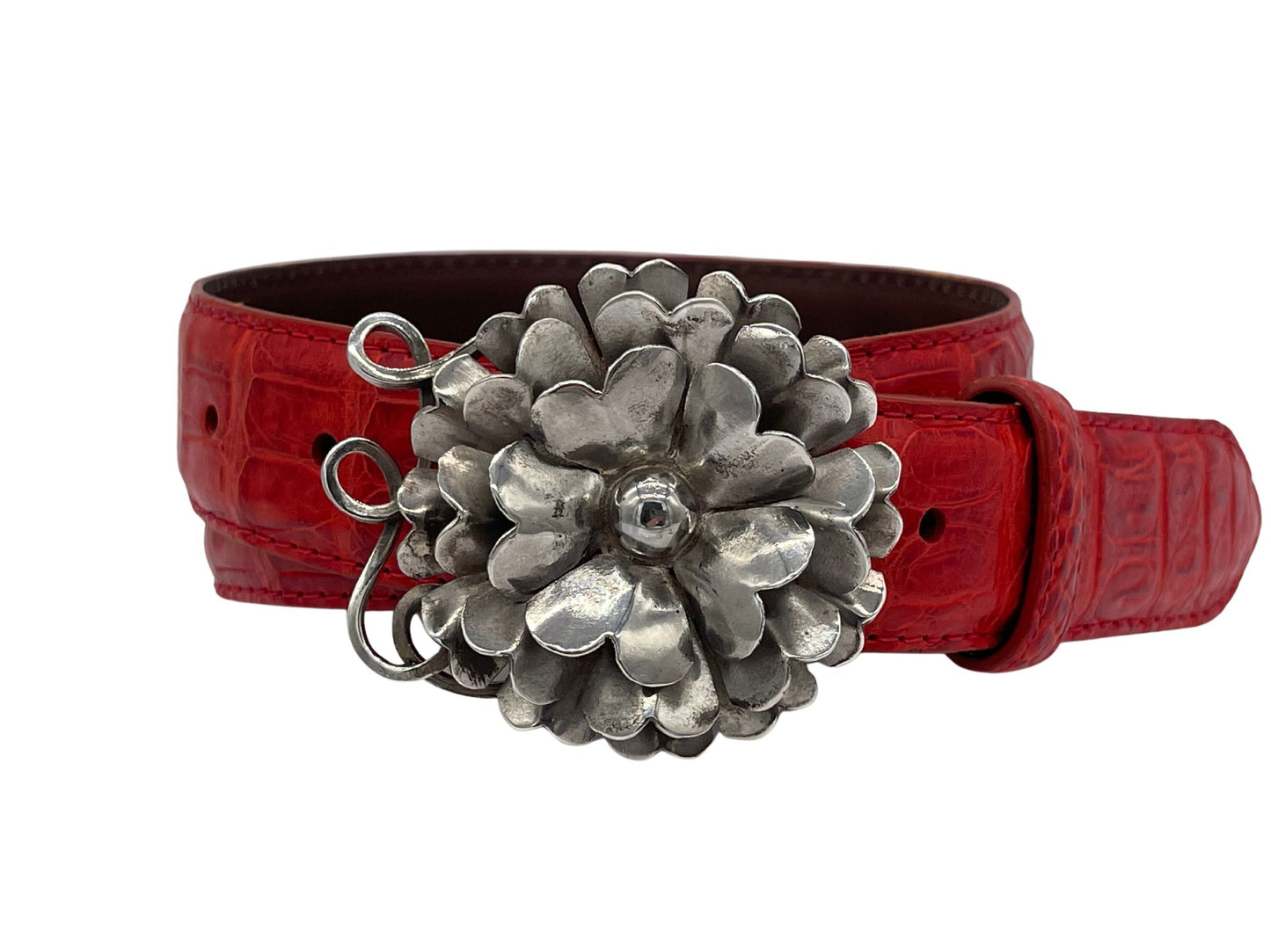 Pat Areias Sterling Silver Flower Petal Heart Belt Buckle M2934