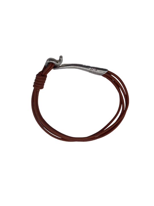 Pat Areias Silver Hook Leather Bracelet BR803
