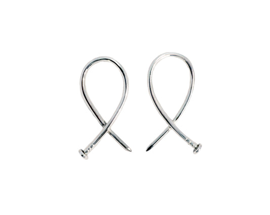 Pat Areias Sterling Silver Crossover Nail Earrings E1164