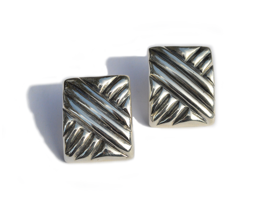 Pat Areias Sterling Silver Criss-Crossed Earrings E137