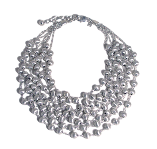 Pat Areias Sterlnig Silver Multiple Pearl Strand Necklace N998