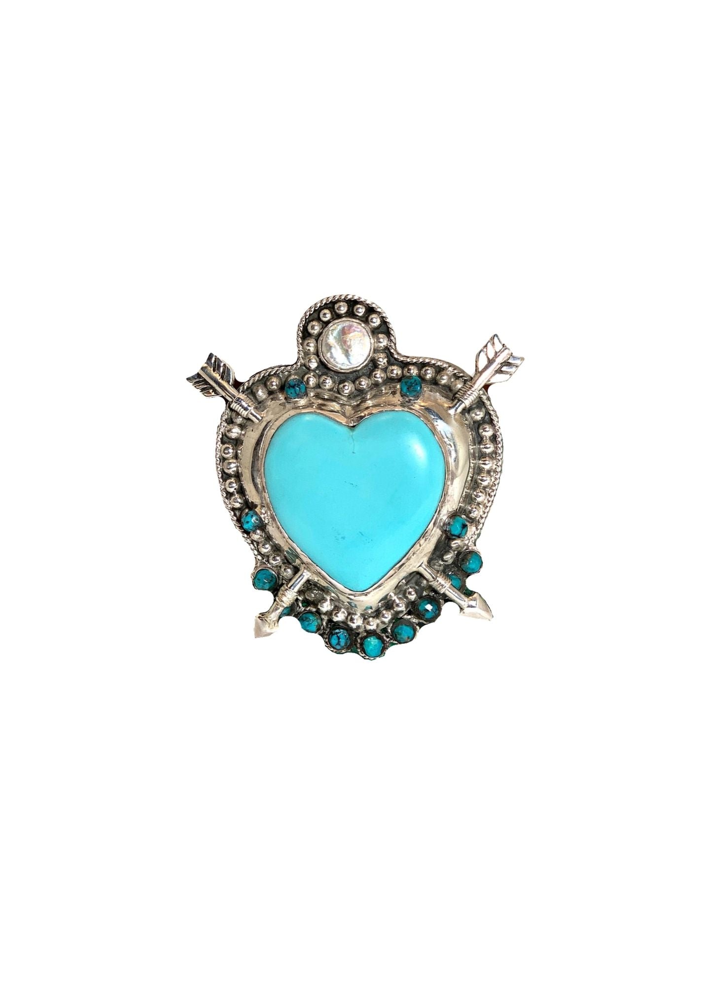 TURQUOISE HEART WITH ARROWS  (M575ST)