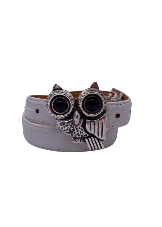 Pat Arieas Sterling Silver Owl Buckle with Onyx Eys M3911