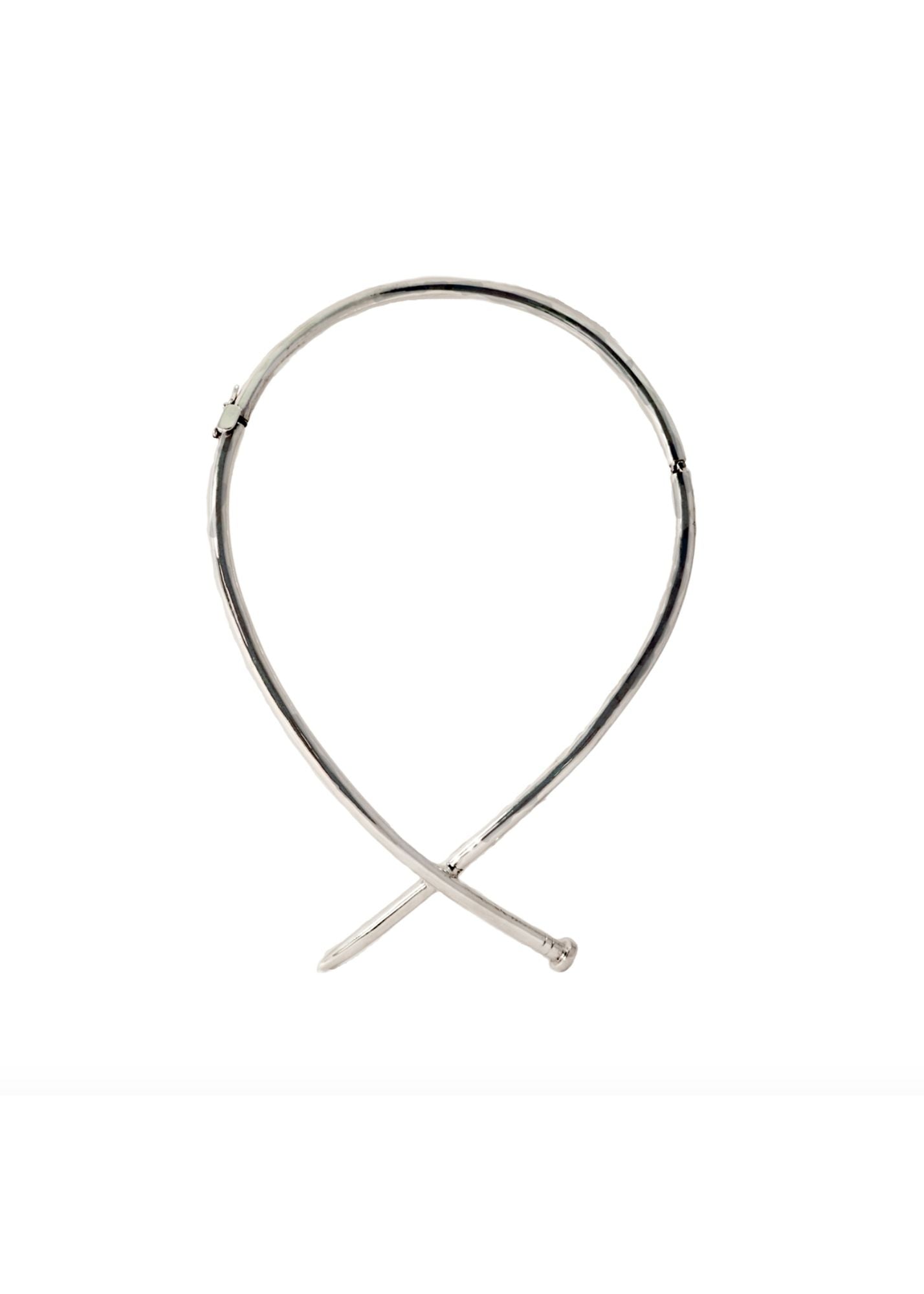 Pat Areias Sterling Silver Nail Tube Necklace N1144