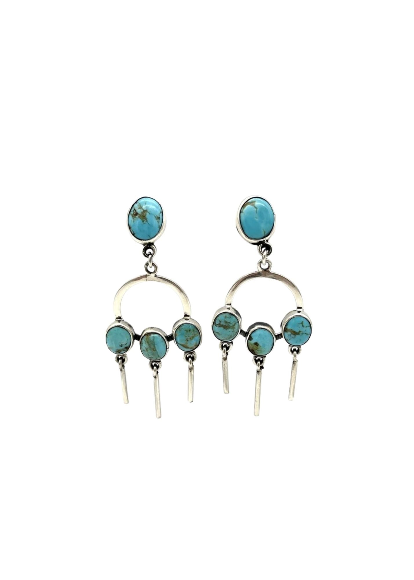 Pat Areias Sterling Silver Dangling Turquoise Earrings E773