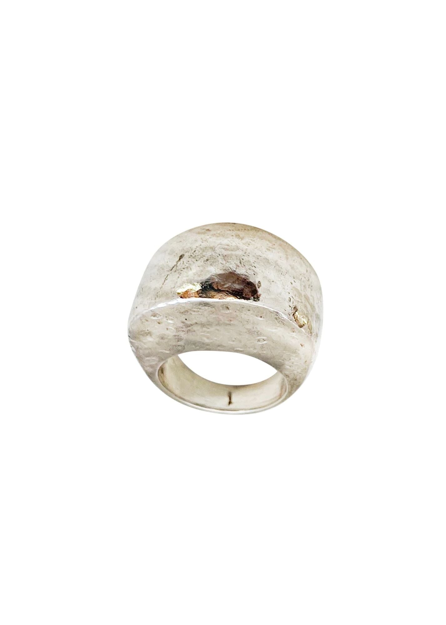 Pat Areias Hammered Sterling Silver High Done Ring R06