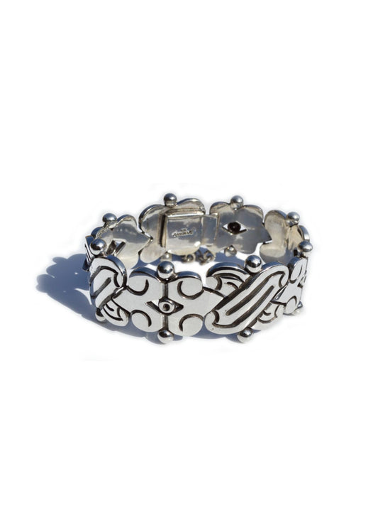 Pat Areias Sterling Silver Mayan Motif Bracelet BR426