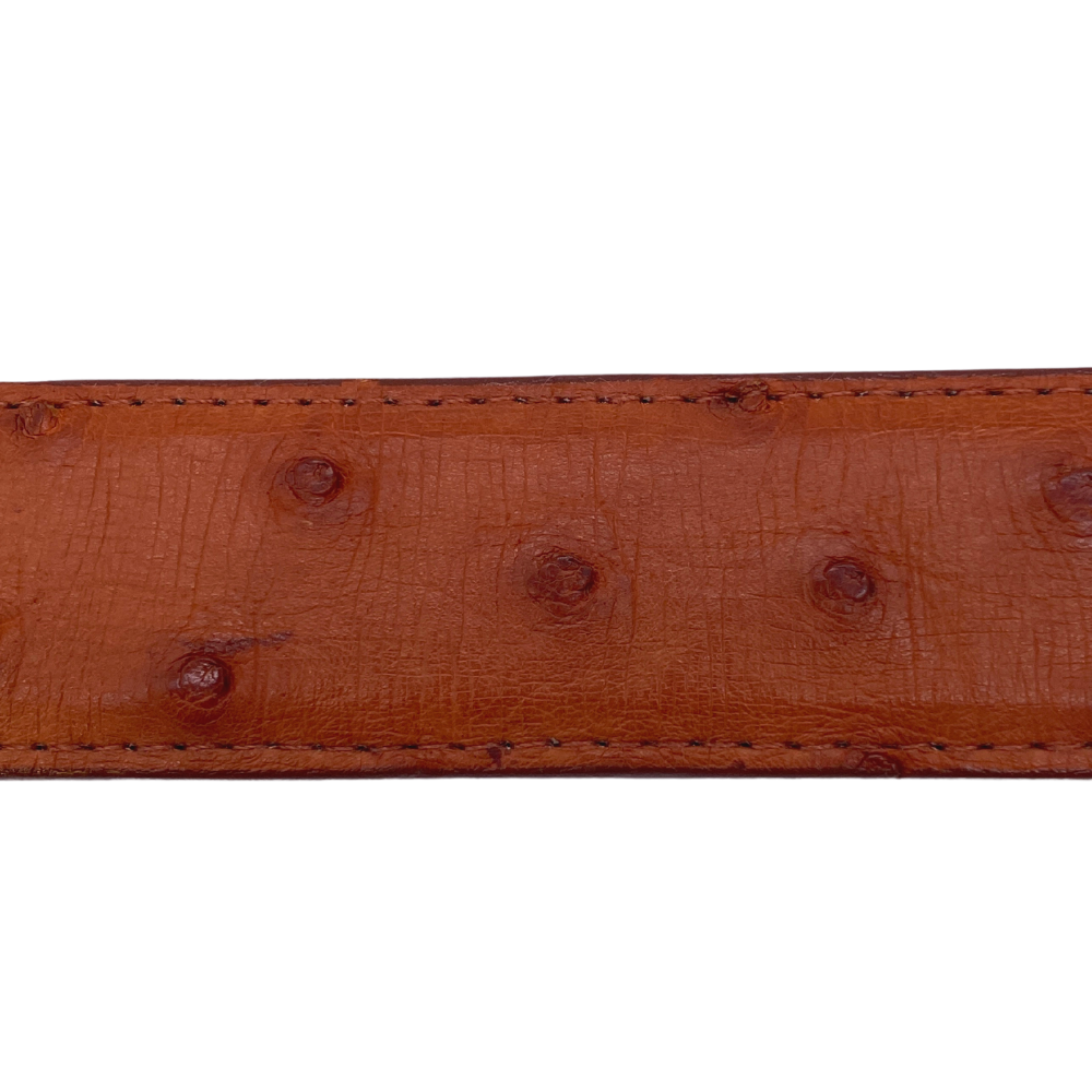 ostrich dress belt Cognac Ostrich Belt Strap – Pat Areias Sterling
